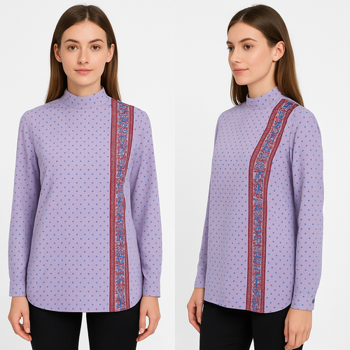 Vintage Lady Blair Top Size 14 Floral Pueple Long Sleeve Cottagecore Retro - Picture 1 of 9