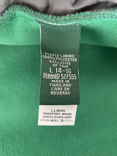 LL Bean Kids Fleece Lined 3-in-1 Emerald Green And Yellow Jacket Size 14/16 - Picture 9 of 12