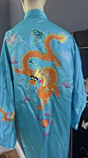 Vintage Chinese Silk Heavily Embroidered Dragon Kimono Luxurious Robe from China