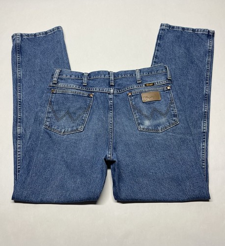 VTG Wrangler Cowboy Cut Denim Blue Jeans Mens 33x32 936GBK Rodeo Western Country - Picture 1 of 24