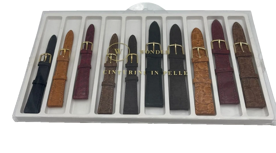 Offerta LIMITATA 10 Cinturini Orologio Pelle Vintage Nuovi Misura 18MM +14MM - Immagine 3 di 4