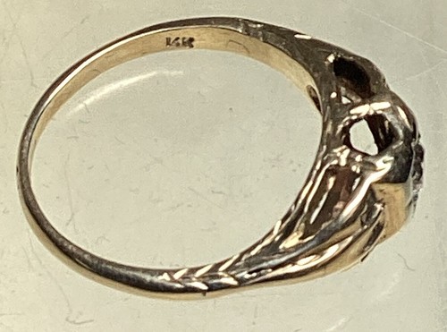 Antique 14k Yellow Gold/ White Gold Diamond Solitaire Ring Size 5 - Picture 4 of 10