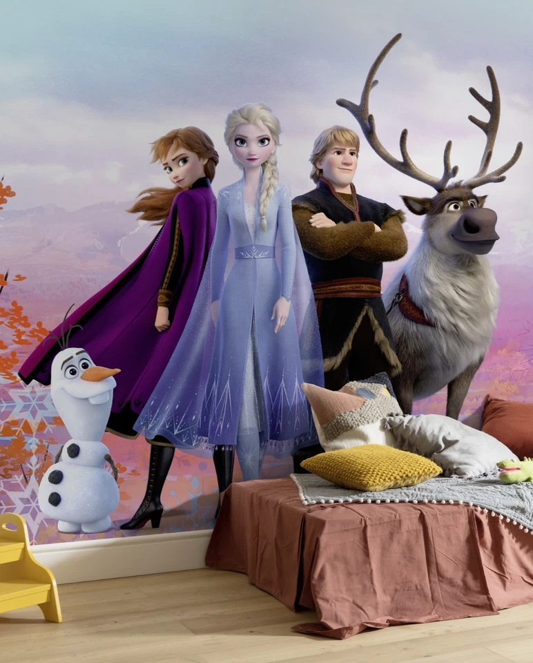Girl Bedroom Elsa Wallpaper Mural Frozen 2 Disney purple blue DECOR Anna Olaf - Image 4 of 4