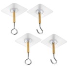 4pcs Adhesive Hooks Wall Ceiling Hooks Cabinet Hooks Hanging Towel Lights Coat