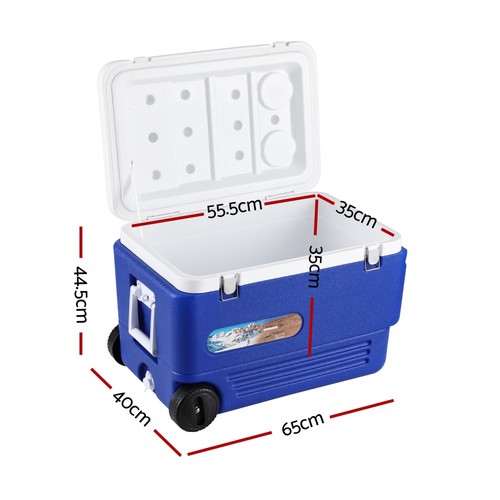 Glacio 60L Portable Ice Cooler Box With Wheels Camping Insulating Hard Cooler - Picture 2 of 7