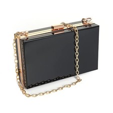 Women Clear Purse Acrylic Box Clutch Handbag, Small Transparent Black
