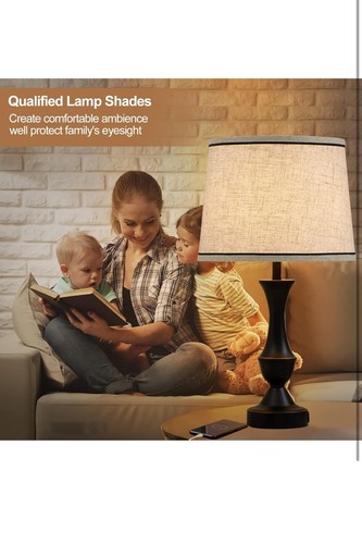 Drum Lampshades Set of 2,Fabric Lampshades 13” Top X 11” Bottom X 10” High Beige - Picture 3 of 11