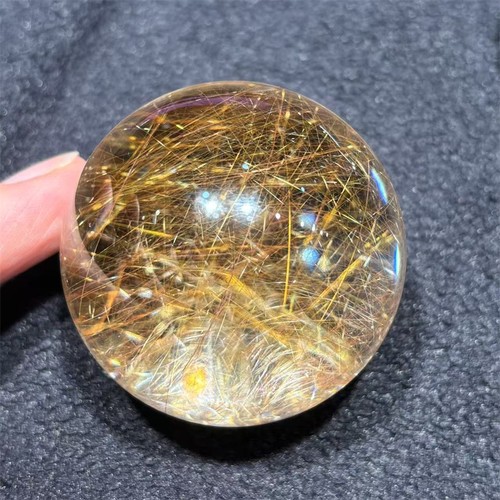 Bola de cristal curativa de cuarzo rutilado esfera rutilada oro transparente natural superior 59,5 mm - Imagen 2 de 10