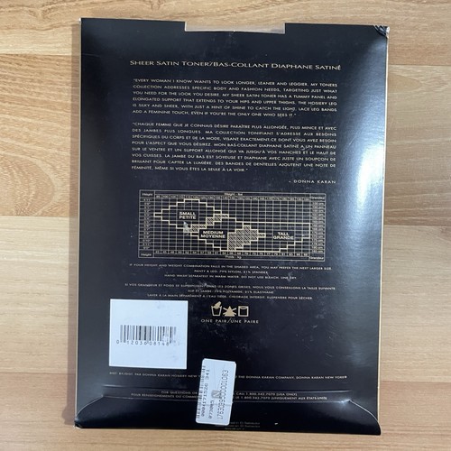 Donna Karan SHEER SATIN TONER Hosiery Size Medium Midnight Navy Pantyhose New - Picture 3 of 3