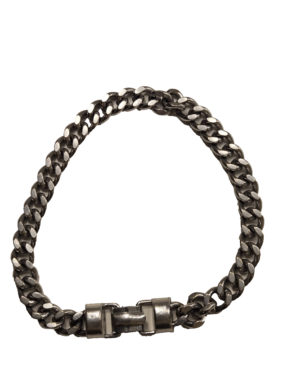 BARTEK 50s Designer Signed HEAVY CUBAN LINK BRACELET Silver Tone 14 Inch Collar