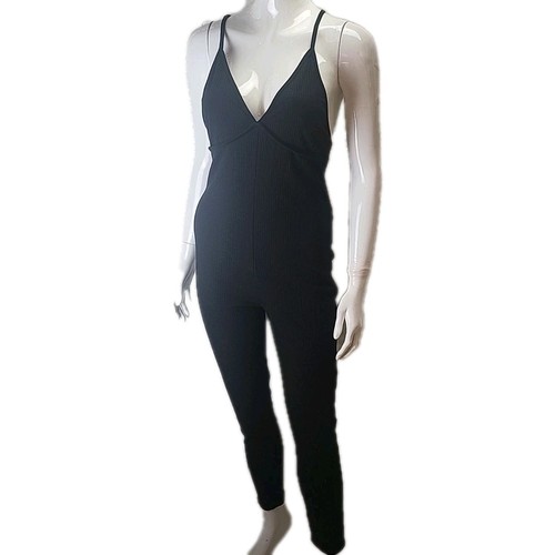 CBR Black Ribbed V-neck Stretch Jumpsuit/Romper Sz: S - Bild 5 von 18