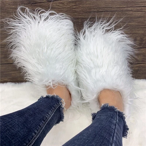 Outside Fashion Fluffy Sheep Mongolia Fur Sliper Shose For Women And Men - Picture 23 of 35