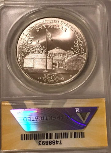 1994-W POW Museum Silver Dollar Graded ANACS MS-69 Free Shipping - Picture 2 of 3