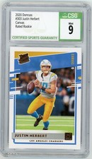 JUSTIN HERBERT 2020 Panini Donruss Canvas #303 Rated Rookie RC CSG 9 Mint