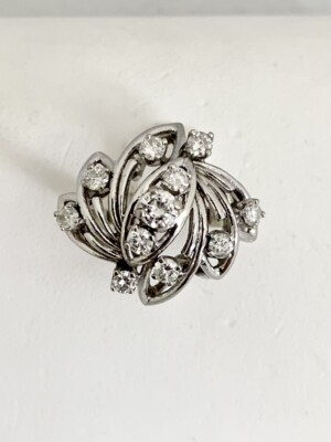 Vintage Diamond Ring, Carat TCW, 14k White Gold, with