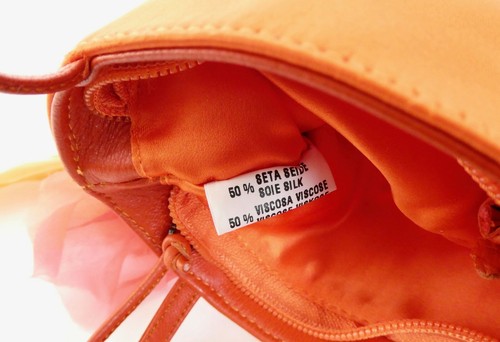 DE NICOLA Pelliccerie orange pink satin silk leather feathers faux flowers bag - Picture 10 of 11