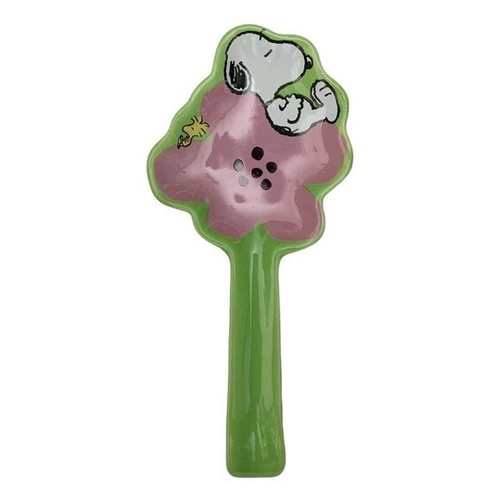 Snoopy Woodstock Spoon Rest Peanuts Glazed Ceramic Watermelon Pink Green - Picture 9 of 18