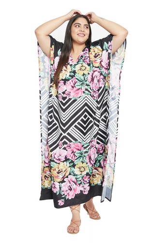 Women Kaftan Casual Maxi Dress Kimono Sleeve Evening Gown Beachwear Sundress - Picture 292 of 452