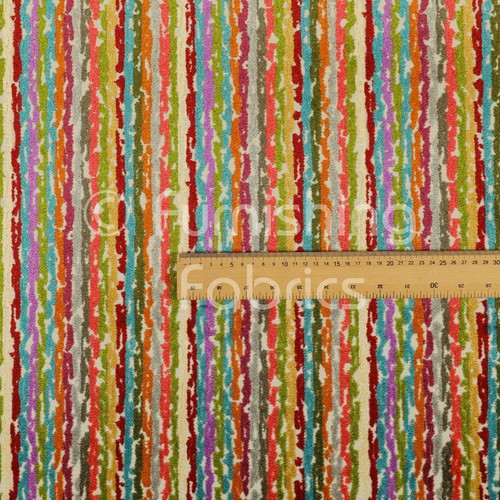Tela de tapicería de terciopelo con patrón abstracto geométrico a rayas brillante - Imagen 2 de 5