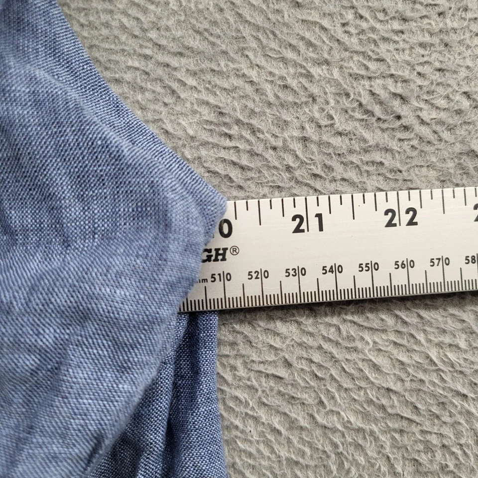 Top Charter Club Mujer Grande Azul Floral Lino Lujo Con Botones Manga Corta Foto 4 de 4