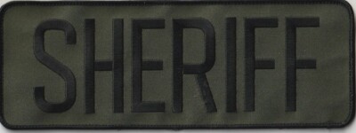SHERIFF back patch 11'' x 4'' with plastic backing for sew-on, ASST COLORS
