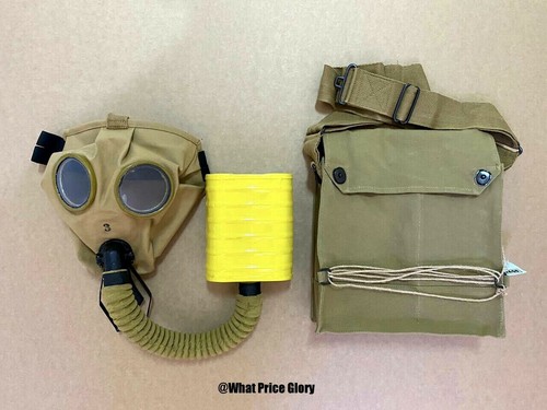 US WWI & WWII CORRECTED ENGLISH MODEL GAS MASK RESPIRATOR AND BAG - 第 2/5 張圖片