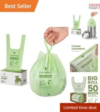 Compostable Food Scrap Bags 1.6 Gallon 50 Count Handle Tie Eco-Friendly