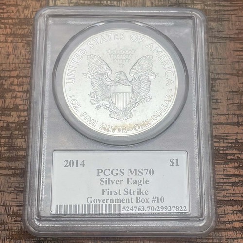 2014 $1 American Silver Eagle ~ PCGS MS70 ~ First Strike ~ Government Box #10 ~ - Picture 5 of 7