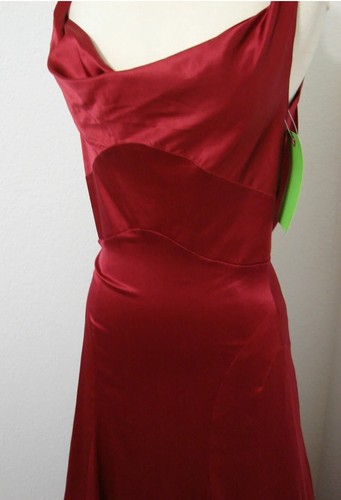 Vintage Cherry Red Bias Cut Low Back Crystal Ruched Formal Gown Huge Train - Picture 19 of 21