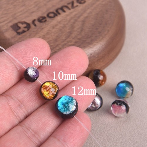 5 pezzi perline sfuse rotonde luminose 8 mm 10 mm 12 mm bifacciali fatte a mano vetro lavorato a lume - Foto 5 di 10