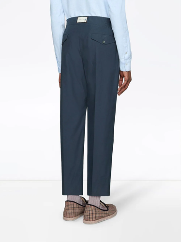 Pantalones de algodón popelín GUCCI con etiqueta Gucci en azul marino talla IT 46 - Imagen 3 de 3