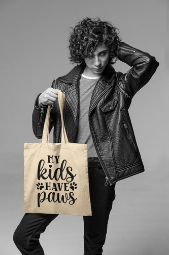 My Kids have Paws Canvas Tote Bag| Tote Bag - Picture 2 of 2