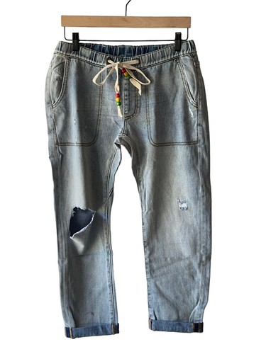 One Teaspoon Size XS Montana Shabbies Drawstring Distressed Boyfriend Jeans -New
