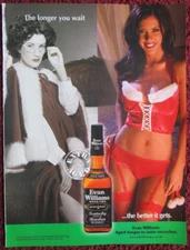 2007 EVAN WILLIAMS Bourbon Whiskey Print Ad ~ Sexy Girl, Christmas Lingerie