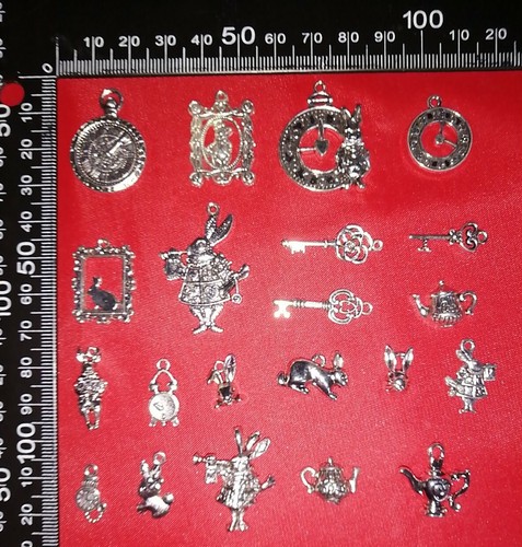 20 Alice in Wonderland Silver Tone 3D Jewelry Bag Charm Keyring Bracelet Rabbit  - Picture 8 of 12