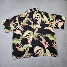 Tori Richard Shirt Mens XL Black Hawaiian Button Up Short Sleeve Made in USA