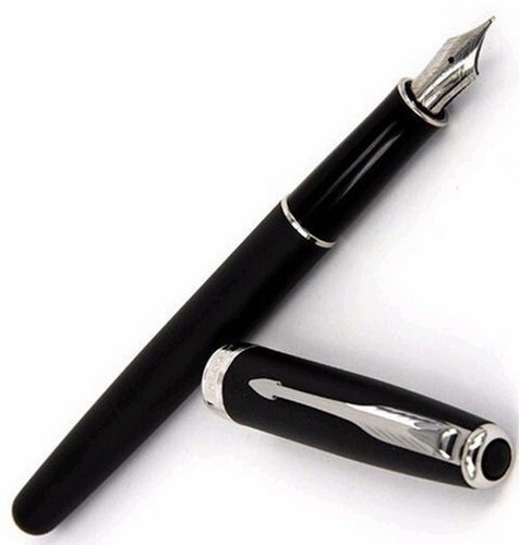 Parker Sonnet Fountain Pen Matte Black Silver Clip With Fine 0.5mm Steel Nib - Picture 2 of 5