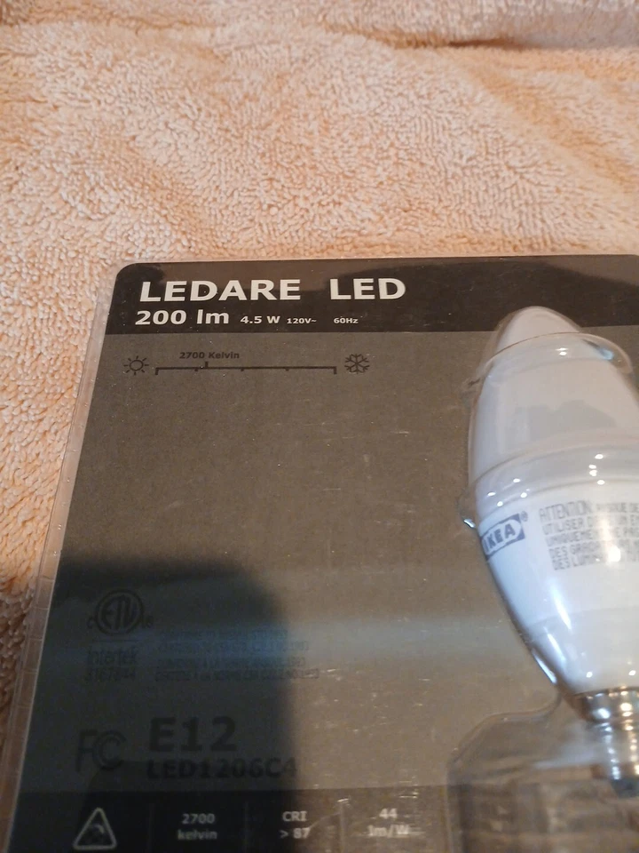 1 IKEA LEDARE 4.5 W LED Bulb E12 2700K Kelvin 200lm Lumen NEW Warm White. - Image 3 of 4