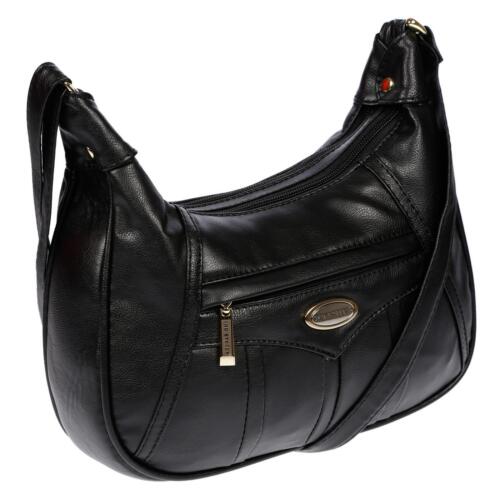 Borsa a tracolla da donna borsa a tracolla borsa a mano effetto pelle shopper nera - Foto 5 di 16