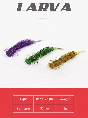 Larva Creature Bug Insect Soft Bait Fishing Lures Perch Chub Drop Shot 35mm. - Picture 9 of 14