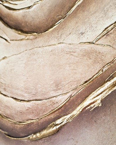 Infinity – Moderne Wandkunst Struktur Hochglanz-Gold abstrakt Leinwand 80x60 cm - Bild 4 von 6