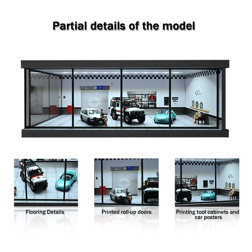 Diorama 1/64 Car Garage Model LED Lights City Car Showroom Scene Model Display - Picture 14 of 41