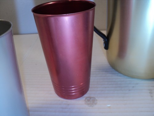 Vintage MCM Aluminum Anodized multi color pitcher and 4 tumblers - Picture 8 of 14
