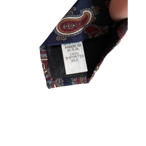 Andhurst Mens 100% Silk Neck Tie Blue Burgundy Gold Paisley Work Dad Gift - Picture 4 of 6