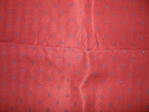 Fabric Remnant 1 Yard 54 Wide Linen Like Texture Burgandy Blue Crosses - Picture 2 of 3