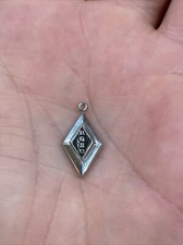 Bowling Green State University BGSU Diamond Pendant Charm Fob Enamel Silver Tone
