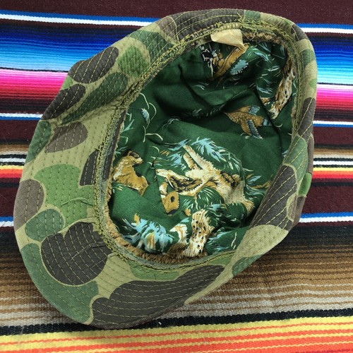 Vtg Jones Cap Mens Duck Camo Bucket Hat Sz M Bird Hunting Brimmed Ear Flap Lined - Picture 8 of 9