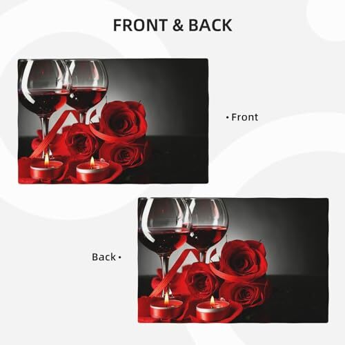 Candle Placemats Set of 4 Red and Black Romantic Burgundy Linen Red Wine Rose - Bild 3 von 7