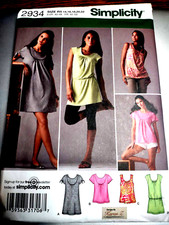 Simplicity 2934 14-22 Sewing Pattern UNCUT Knit Tunic Top Mini-Dress Neck Option