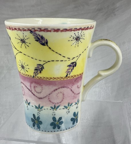 ROYAL GRAFTON TAMS DROBNA KOŚĆ PORCELANA PÓŁ KUFEL KUBEK UŻYWANY ŻÓŁTY RÓŻOWY NIEBIESKI NAPÓJ HERBATA